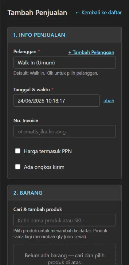 Jualan dari genggaman — tangkapan layar aplikasi Automan