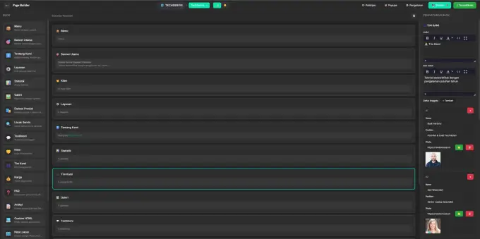 Page & form builder — tangkapan layar aplikasi Automan